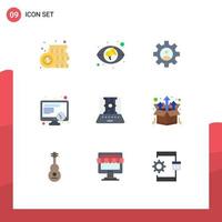 paquete de iconos de vector de stock de 9 signos y símbolos de línea para ingeniería aplicada ciencia engranaje horario de trabajo elementos de diseño de vector editables