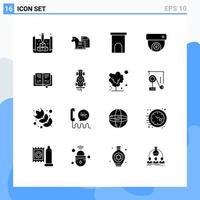 User Interface Pack of 16 Basic Solid Glyphs of media camera finance residence house Editable Vector Design Elements