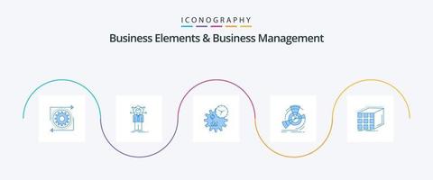 Business Elements And Business Managment Blue 5 Icon Pack Including point. diagram. network. data. management vector