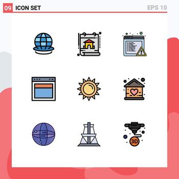 9 iconos creativos signos y símbolos modernos de alerta de sitio web de brillo diseño web elementos de diseño vectorial editables vector