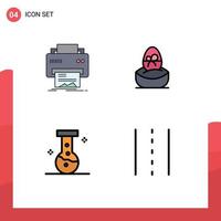 Set of 4 Modern UI Icons Symbols Signs for digital food hardware boiled lab Editable Vector Design Elements