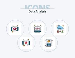 línea de análisis de datos llena de icono paquete 5 diseño de iconos. etiqueta. enfocar. grafico. informe. estrella de calificación vector