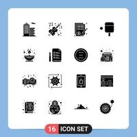 Mobile Interface Solid Glyph Set of 16 Pictograms of lamp fire accuracy sport money Editable Vector Design Elements