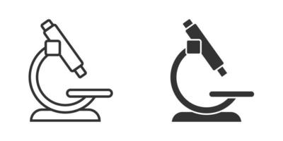 Microscope icon in flat style. Laboratory magnifier vector illustration on isolated background. Biology instrument sign business concept.