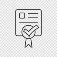 Approve certificate icon in flat style. Document check mark vector illustration on white isolated background. Approval choice business concept.