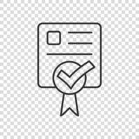 Approve certificate icon in flat style. Document check mark vector illustration on white isolated background. Approval choice business concept.