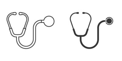 icono de estetoscopio en estilo plano. ilustración de vector de diagnóstico de corazón sobre fondo aislado. concepto de negocio de signo de medicina.