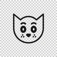 Cat head icon in flat style. Cute pet vector illustration on white isolated background. Animal business concept.