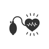 Arterial blood pressure icon in flat style. Heartbeat monitor vector illustration on isolated background. Pulse diagnosis sign business concept.