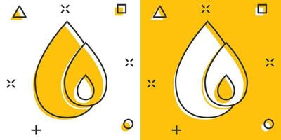 Water drop icon in comic style. Blob cartoon vector illustration on white isolated background. Raindrop splash effect sign business concept.