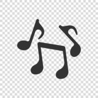 Music note icon in flat style. Song vector illustration on white isolated background. Musician sign business concept.