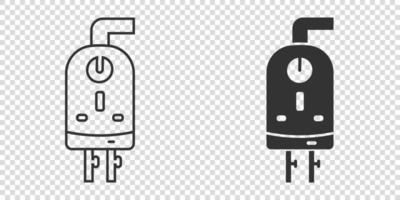 Gas boiler icon in flat style. Heater vector illustration on isolated background. Boiling sign business concept.