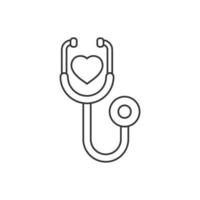 Stethoscope icon in flat style. Heart diagnostic vector illustration on isolated background. Medicine sign business concept.