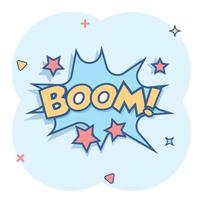 Vector cartoon boom comic sound effects icon in comic style. Sound bubble speech sign illustration pictogram. Boom business splash effect concept.