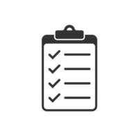 To do list icon in flat style. Document checklist vector illustration on white isolated background. Notepad check mark business concept.