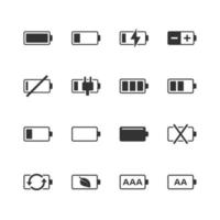 Battery charge icon set in flat style. Power level vector illustration on white isolated background. Lithium accumulator business concept.