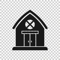 Barn icon in flat style. Farm house vector illustration on white isolated background. Agriculture storehouse business concept.