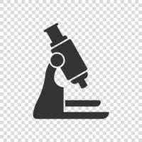 icono de microscopio en estilo plano. Ilustración de vector de lupa de laboratorio sobre fondo aislado. concepto de negocio de signo de instrumento de biología.