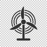 Wind power plant icon in flat style. Turbine vector illustration on white isolated background. Air energy sign business concept.