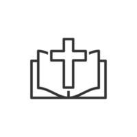 Bible book icon in flat style. Church faith vector illustration on white isolated background. Spirituality business concept.