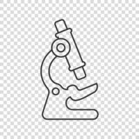 icono de microscopio en estilo plano. Ilustración de vector de lupa de laboratorio sobre fondo aislado. concepto de negocio de signo de instrumento de biología.