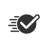 Check mark sign icon in flat style. Confirm button vector illustration on white isolated background. Accepted business concept.