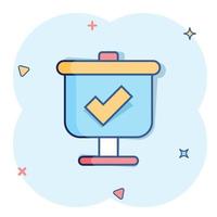 Checklist vector icon in comic style. Survey cartoon vector illustration in flat design on isolated background. Simple splash effect business concept pictogram.