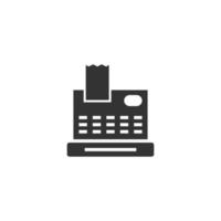 Cash register icon in flat style. Check machine vector illustration on white isolated background. Payment business concept.