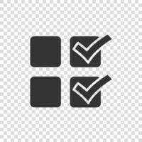 Checklist document icon in flat style. Survey vector illustration on white isolated background. Check mark choice business concept.