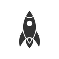 Rocket icon in flat style. Spaceship launch vector illustration on white isolated background. Sputnik  business concept.