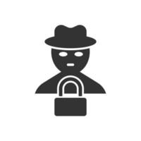 Fraud hacker icon in flat style. Spy vector illustration on isolated background. Cyber defend business concept.