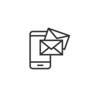 Message on smartphone icon in flat style. Mail with phone vector illustration on white isolated background. Envelope business concept.