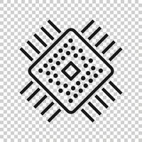 icono de cpu de computadora en estilo plano. ilustración de vector de placa de circuito sobre fondo blanco aislado. concepto de negocio de chip de placa base.