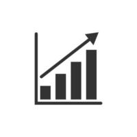 Chart graph icon in flat style. Arrow grow vector illustration on white isolated background. Analysis business concept.