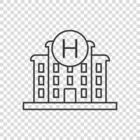 Hospital building icon in flat style. Medical clinic vector illustration on isolated background. Medicine sign business concept.