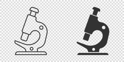 Microscope icon in flat style. Laboratory magnifier vector illustration on isolated background. Biology instrument sign business concept.