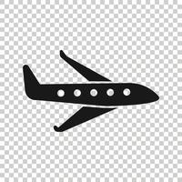 Plane icon in flat style. Airplane vector illustration on white isolated background. Flight airliner business concept.