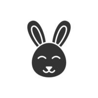 Rabbit icon in flat style. Bunny vector illustration on white isolated background. Happy easter business concept.