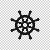 Helm wheel icon in flat style. Navigate steer vector illustration on white isolated background. Ship drive business concept.