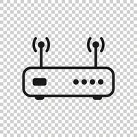 Wifi router icon in flat style. Broadband vector illustration on white isolated background. Internet connection business concept.