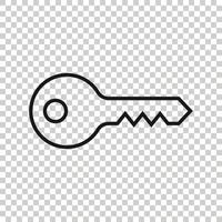 Key icon in flat style. Password vector illustration on white isolated background. Access business concept.