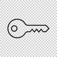 Key icon in flat style. Password vector illustration on white isolated background. Access business concept.