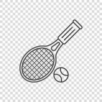 icono de raqueta de tenis en estilo plano. Ilustración de vector de raqueta de juego sobre fondo aislado. concepto de negocio de signo de actividad deportiva.
