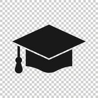 Graduation hat icon in flat style. Student cap vector illustration on white isolated background. University business concept.