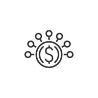 Money revenue icon in flat style. Dollar coin vector illustration on white isolated background. Finance structure business concept.