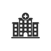 icono de edificio del hospital en estilo plano. ilustración de vector de clínica médica sobre fondo aislado. concepto de negocio de signo de medicina.