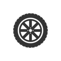 Car wheel icon in flat style. Vehicle part vector illustration on white isolated background. Tyre business concept.