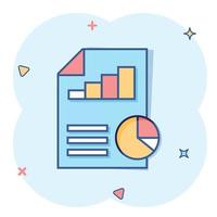 Financial statement icon in comic style. Document cartoon vector illustration on white isolated background. Report splash effect business concept.