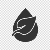 Natural drop water icon in flat style. Liquid vector illustration on white isolated background. Droplet business concept.