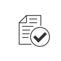 Approved document icon in flat style. Authorize vector illustration on white isolated background. Agreement check mark business concept.